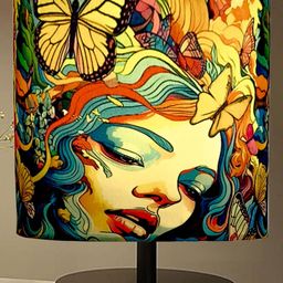 Bedside Table Lamp, LED Modern Nightstand Desk Lamp with Fabric Shade, Reading Nightstand Light Bedside Lamp for Bedroom, Living Room, Childrens Room, Office, Black , Butterflies-24