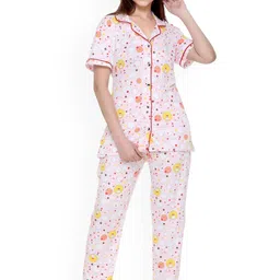 WOOL 4U Women Geometric Printed Shirt & Pyjamas Night Suits-image-65