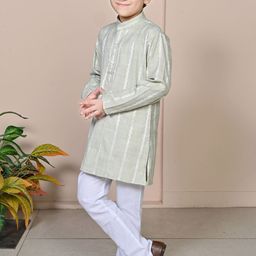 BT DEZINES Boys Embroidered Regular Thread Work Linen Kurta with Pyjamas image 5