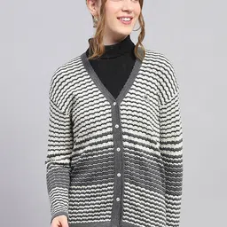 Monte Carlo Women Striped Woollen Cardigan-picture-23