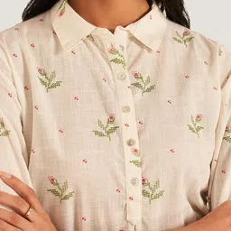 RANGMANCH BY PANTALOONS Floral Printed Shirt Collar A-Line Pure Cotton Kurta-picture-7