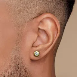 KRENOZ Men Artificial Stones Studded Circular Shaped Studs image 3
