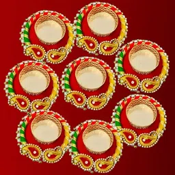 PUFFSMART 8-Pcs Yellow & Red Ring Candle Holder-9