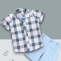 GLAM ELEGANCE Boys Checked Short Sleeves Shirt With Shorts-56