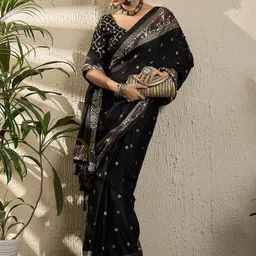 all about you Woven Design Zari Poly Georgette Banarasi Saree-image-42