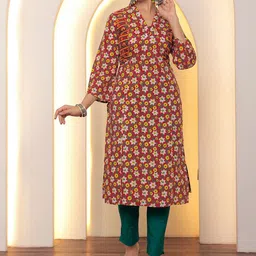 GULAB CHAND TRENDS Women Floral Printed Block Print Kurta-image-49