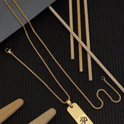 Roadster Gold-Plated Oval Pendants with Chains-image-78