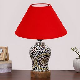 Devansh Red Wood Traditional Abstract Shaped Table Lamp image 3