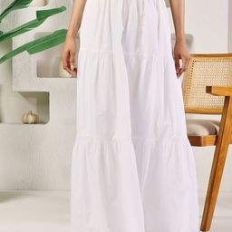FIORRA Cotton Tiered Maxi Skirt-image-99