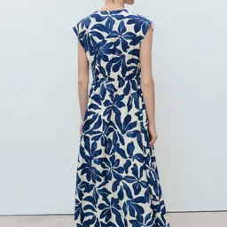 MANGO Floral Printed V-Neck A-Line Midi Dress image 3