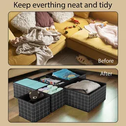 Kuber Industries Black Set of 6 Reusable Drawer Organiser Organisers image 2