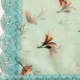 Kaizen TEXO FAB Printed Organza Dupatta with Sequinned image 2