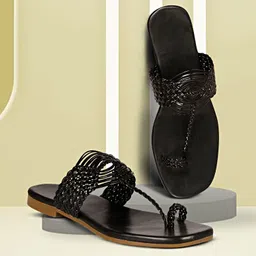 Commander Shoes Women Striped Open Toe Flats with Laser Cuts-27