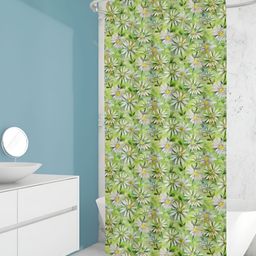ArtzFolio Green & White Printed Waterproof Shower Curtains-38
