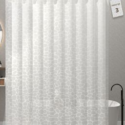 Aura 3-Pcs White Printed Waterproof ShowerCurtainWithHooks-25