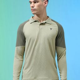 Technosport Men Colourblocked Polo Collar Anti Static Slim Fit T-shirt-picture-5