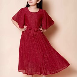 NATIONAL LEBASH Striped Flared Sleeve Organic Cotton Fit & Flare Maxi Dress-image-98