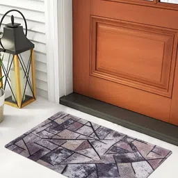 FABINALIV Grey & Black Patterned Anti-Skid Doormats-19