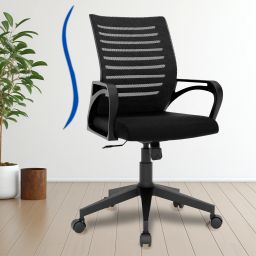 fugo Boom Medium Back Revolving Chair Black Fabric And Mesh/Net Back Fabric Office Executive Chair-picture-25