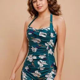 WomanLikeU Floral Printed Full-Coverage Ruched Bodysuit-picture-17