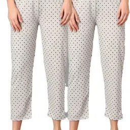 FIT N FAME Pack Of 2 Women Grey Polka Dot Printed Cotton Lounge Pyjama-picture-38