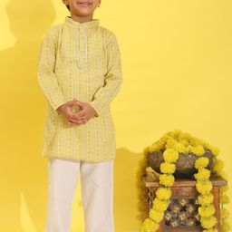 Cutiekins Boys Ethnic Motifs Printed Band Collar Kurta With Pyjamas-44