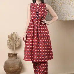 FASHOR Elephant Printed A-Line Pleated Tunic & Palazzo Co-Ord Set-picture-4