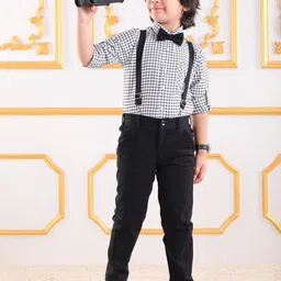 Mark & Mia Boys Checked Long Sleeves Shirt With Trousers & Suspender-image-61