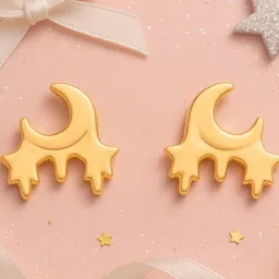 Nipura Girls 925 Sterling Silver Gold Plated Crescent Shaped Studs-30