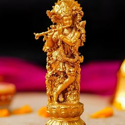 Webelkart Yellow Lord Krishna Antique Showpiece-image-18