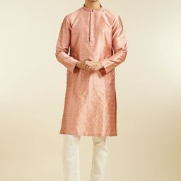 Diwas by Manyavar Geometric Woven Design Thread Work Art Silk Straight Kurta-picture-23