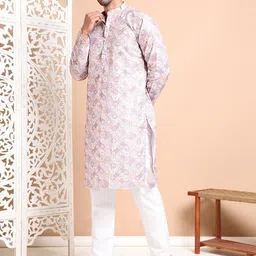 Jompers Men Embroidered Regular Sequinned Kurta with Pyjamas-14