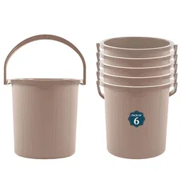 Kuber Industries Magnite Beige 6 Pieces Striped Bucket 25L-56