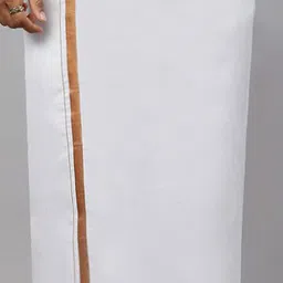 Ramraj Men Solid Adjustable Dhoti with Border image 5