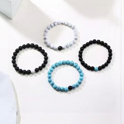 Divine souvenirs Unisex Set Of 4 Artificial Beaded Elasticated Bracelets-58