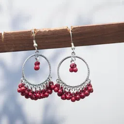 Creative Frogs Maroon Alloy Earrings-44