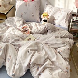 JC HOME Blue & White Cartoon Characters Polycotton 3 Piece Single Regular Bedding Set-image-96