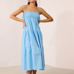 Virgio Women Cotton Shoulder Straps Fit & Flare Midi Dress-image-40