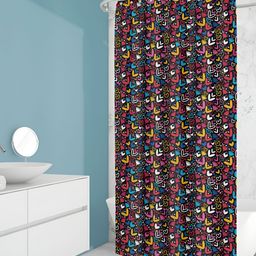 ArtzFolio Black & Pink Printed Water Proof Shower Curtain-image-29
