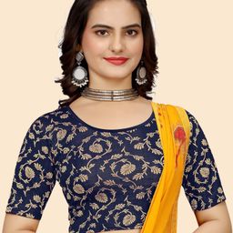 SHREEJI DESIGNER Woven Design Stretchable Saree Blouse-image-9