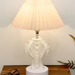 Homesake Off White Metal Industrial Frusturical Shaped Table Lamp-27