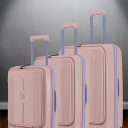 Nasher Miles Alexandria Polypropylene Set of 3 S/M/L Peach Grey Trolley Bags (55-65-75 cm)-40