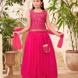 BAESD Girls Embellished Sequinned Ready to Wear Lehenga & Blouse With Dupatta-image-90