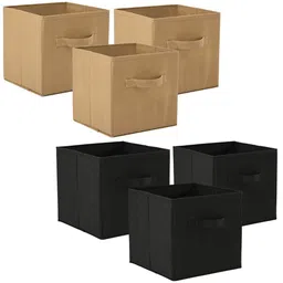 Kuber Industries Black & Beige 6 Pieces Drawer Organiser-12
