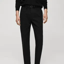 MANGO MAN Regular Fit Solid Trousers-image-25