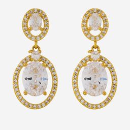 Kushal's Fashion Jewellery Gold-Plated Circular Shaped Zircon Studded Drop Earrings-picture-37