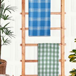Aura Blue & White 2 Pieces Printed Cotton 210 GSM Waffle Ultra Absorbent Bath Towel-image-79