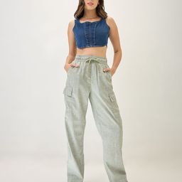 Globus Women Checked High-Rise Cargos Trousers-picture-18