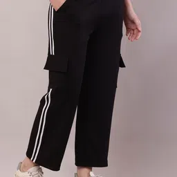 Bright Nex Women Striped Relaxed Loose Fit Cargos Trousers-image-66