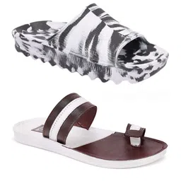 World Wear Footwear Men Pack Of 2 Printed Sliders-image-28